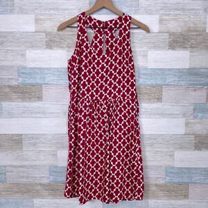 Escapada Lyla Dress Red White Print Sleeveless Racerback Casual Womens Medium
